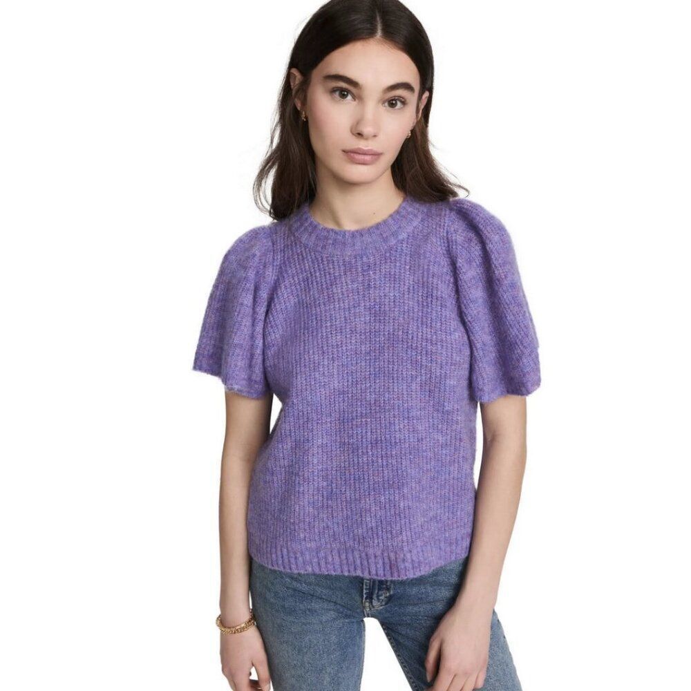 Munthe Cabs Wool Knit Pullover Lavender Purple Puff Sleeve Sweater 36 (US S)
